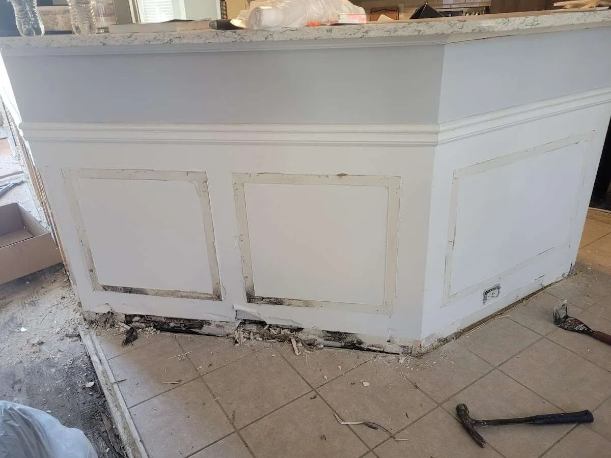 Water damage and mold on kitchen during Storm Damage Restoration in Glassboro